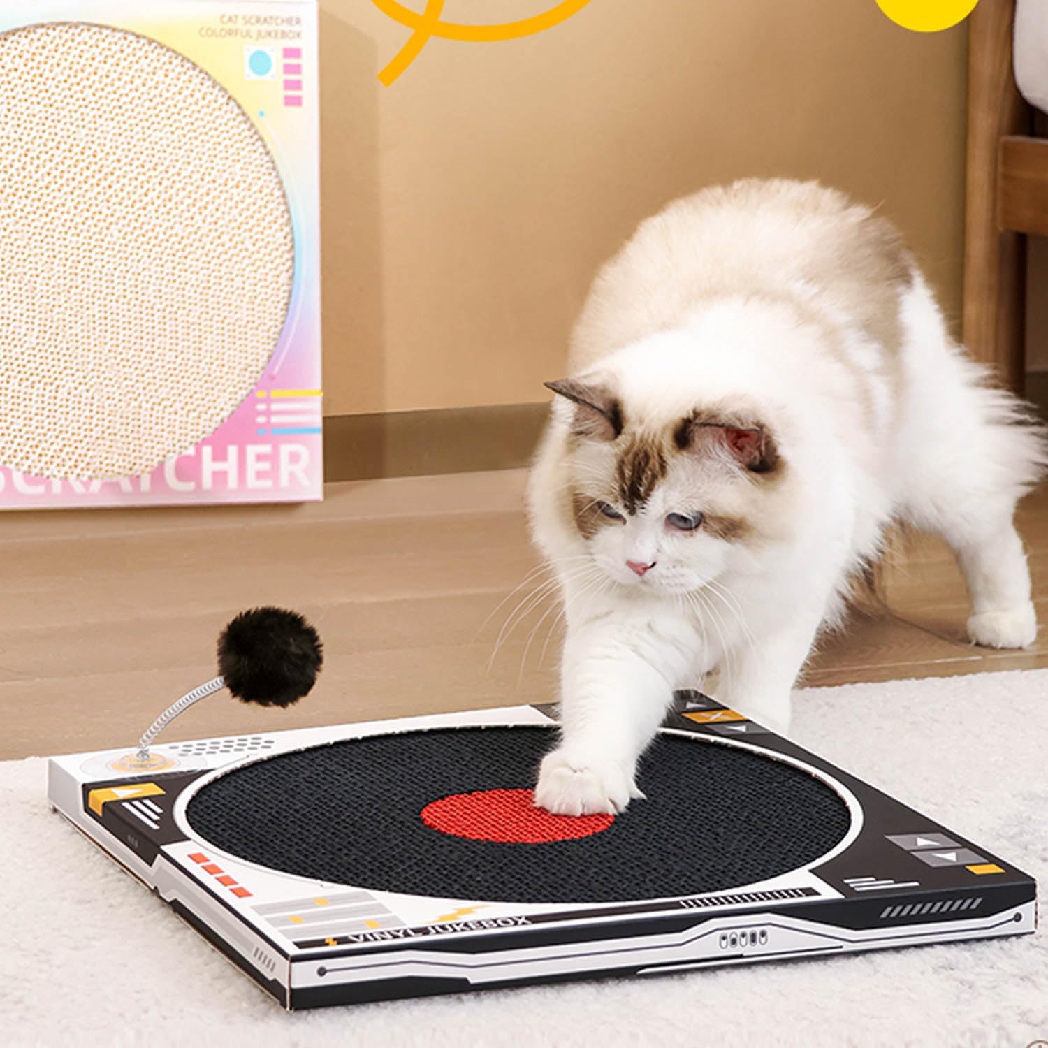 Record Player Cat Scratcher - Cardboard Cat Scratch Pad Cat Dj Scratching Board