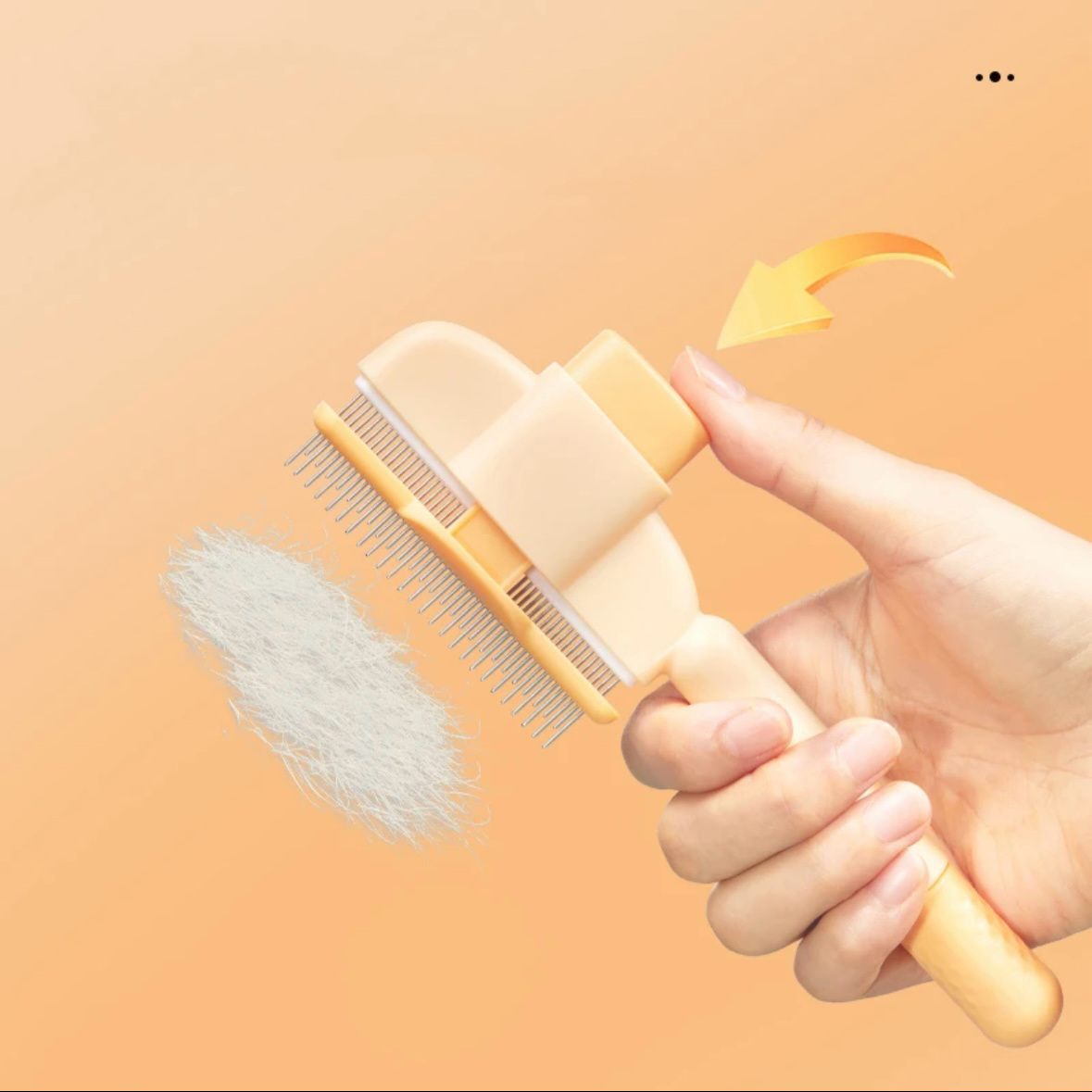 Pet Brush with Release Button, Built-in Stainless Steel