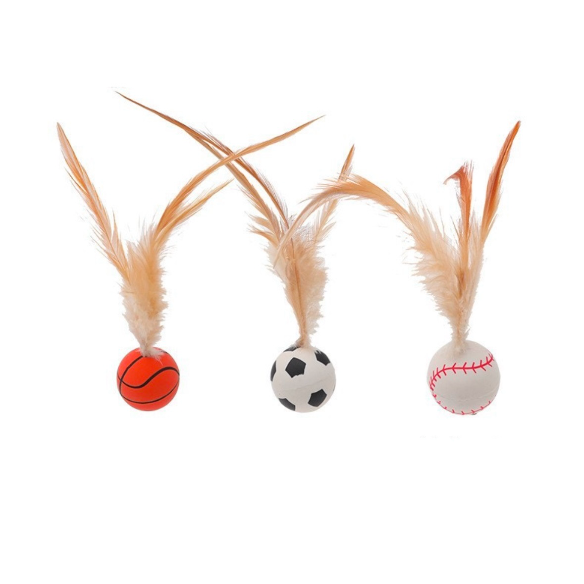 Cat Feather Ball Toys Cat Toys for Indoor Cats Bouncy Balls Toys