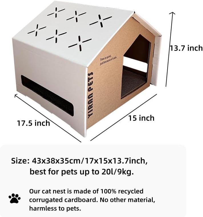Cat Cardboard House with Scratch Pad