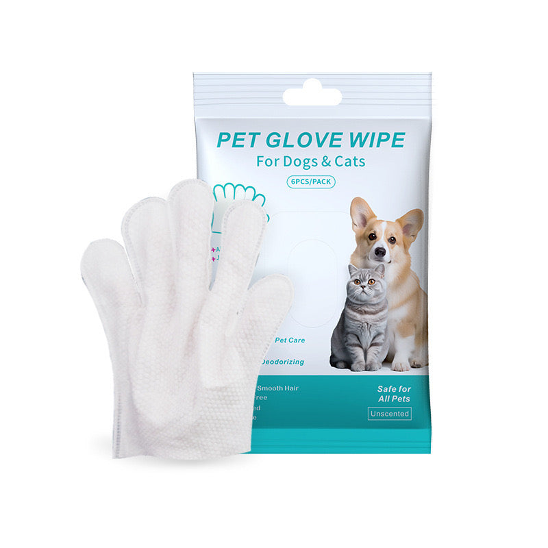 Pet Cleaning Glove Wipes for Dogs & Cats 6PCS