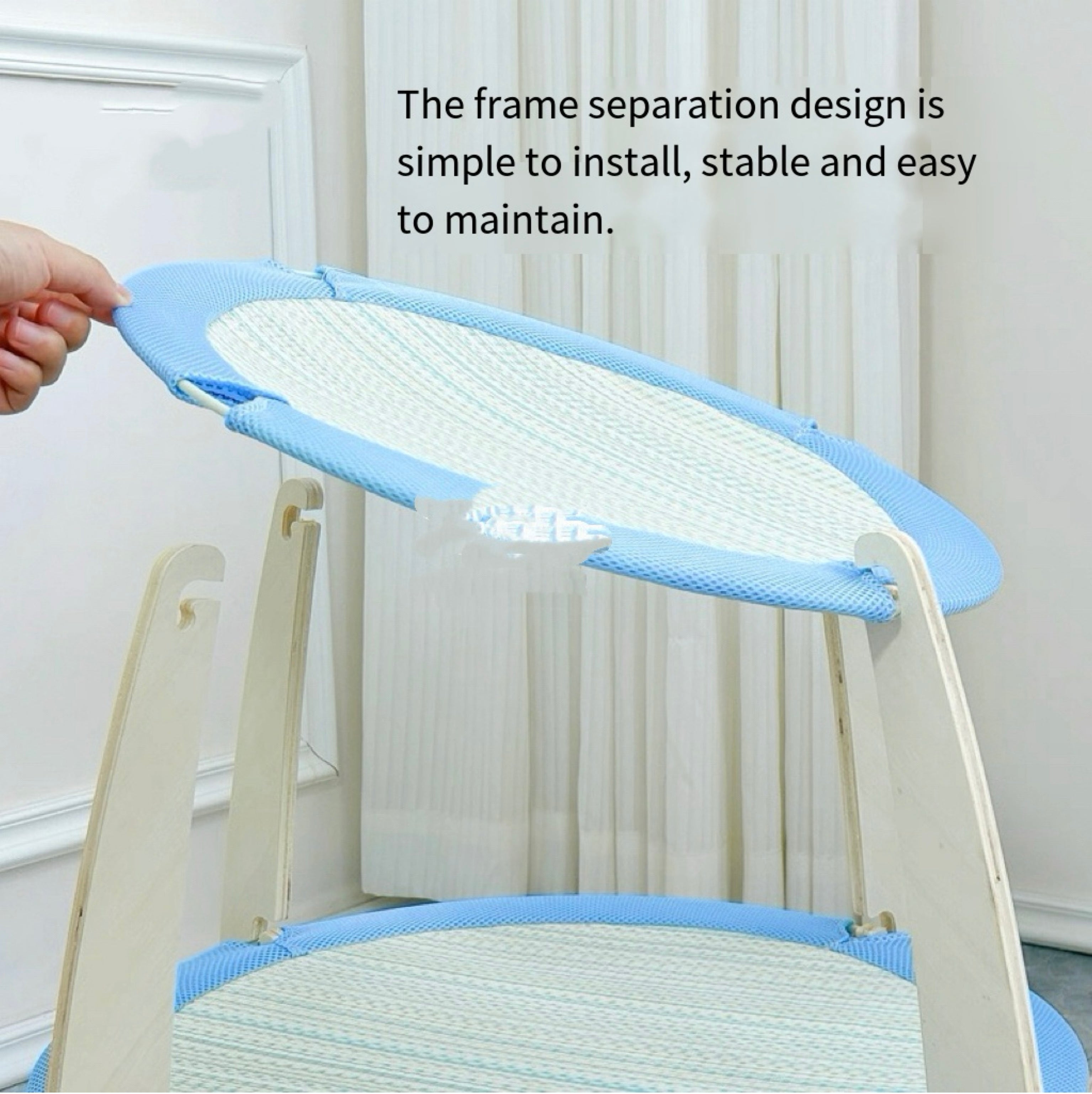 Double - layer Solid Wood Cat Hammock Bed with Rush Mat