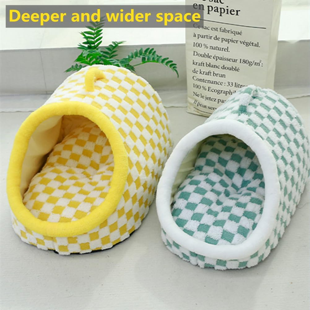 Cat Bed for Indoor Cats, Cozy Checkered Cat Cave Bed