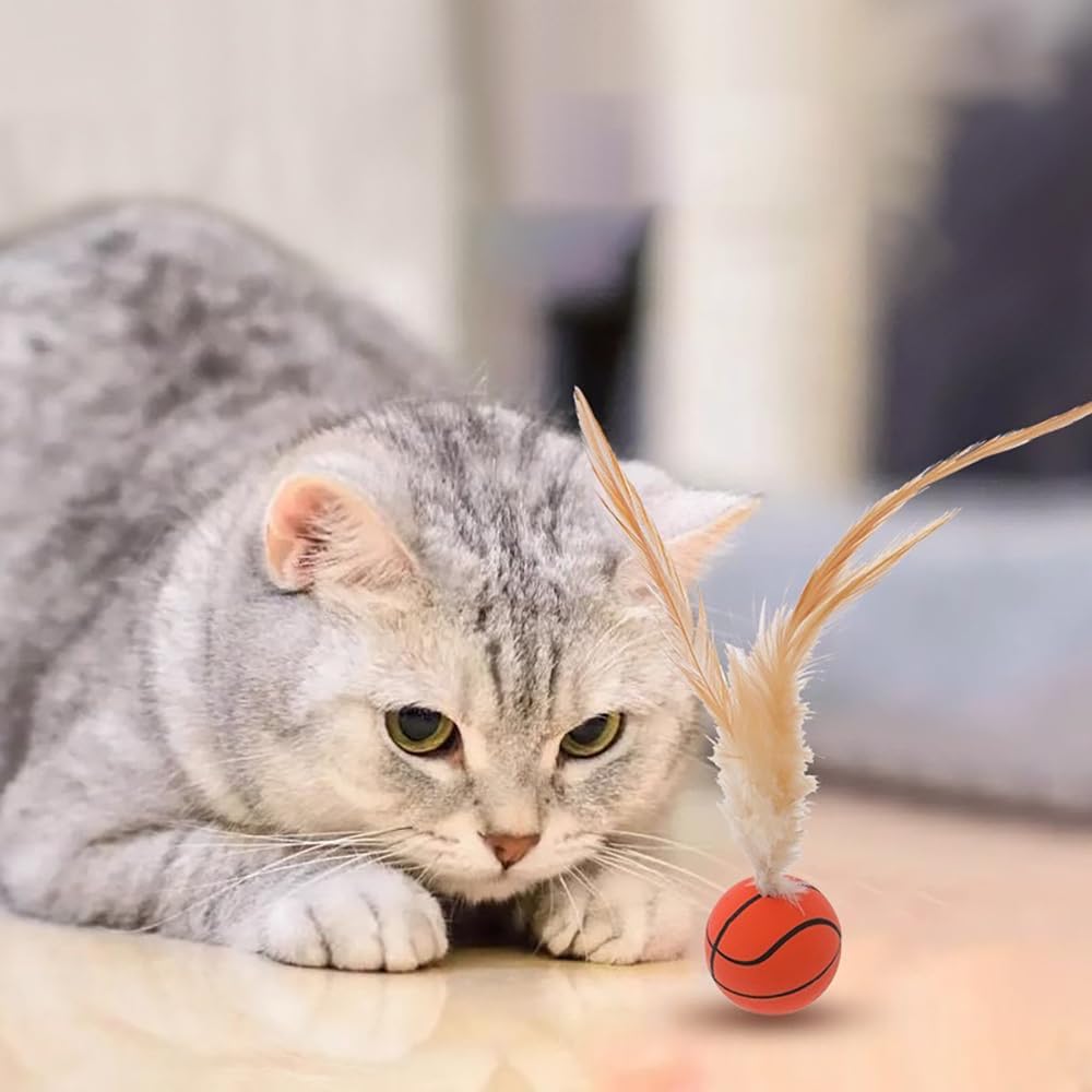 Cat Feather Ball Toys Cat Toys for Indoor Cats Bouncy Balls Toys