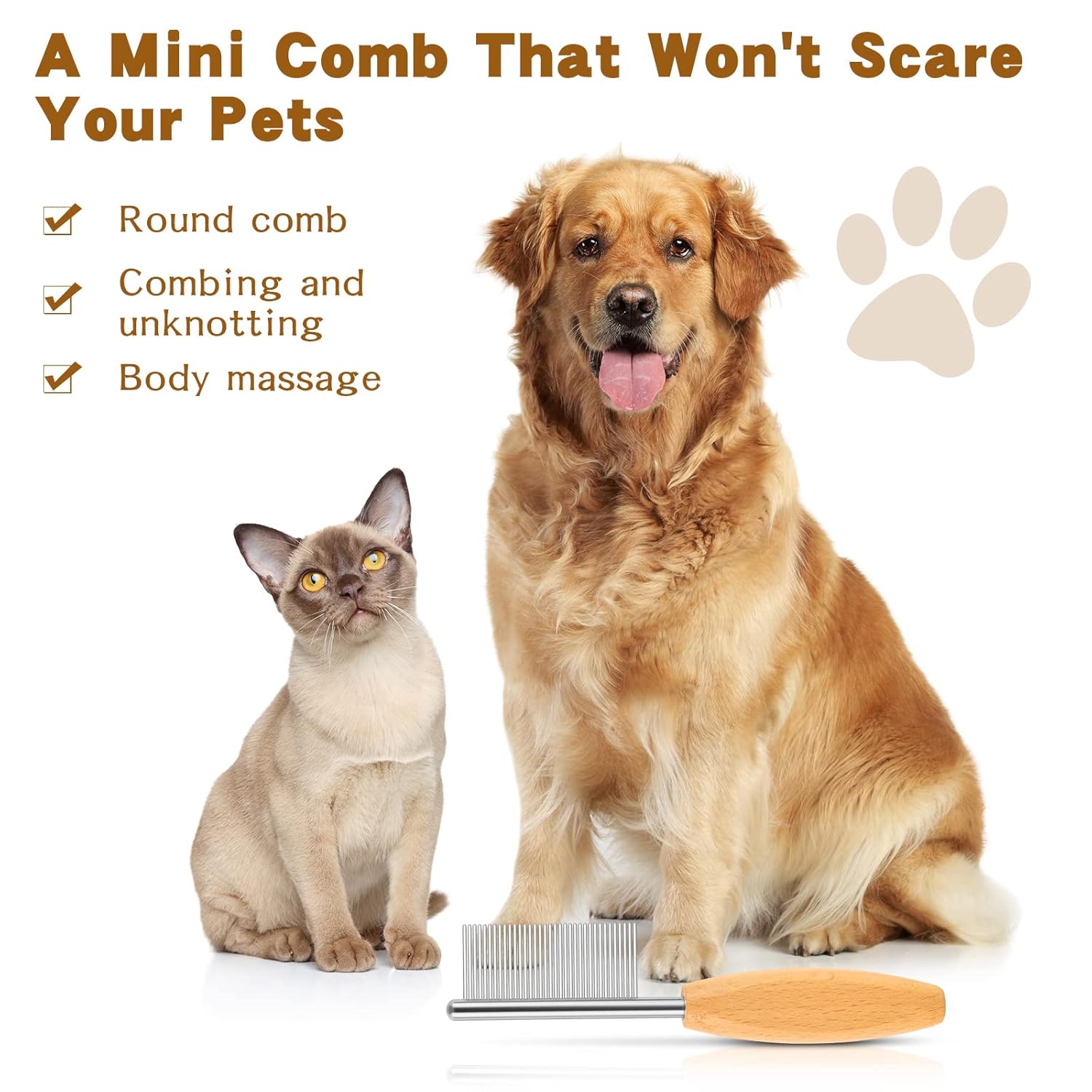 Pet Face and Finishing Comb for Dogs Small Faces Metal Pocket Comb