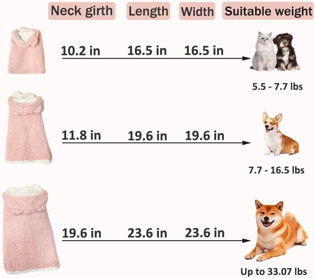 Pet Cape Blanket, Warm Winter Blanket Cape for Dogs and Cats