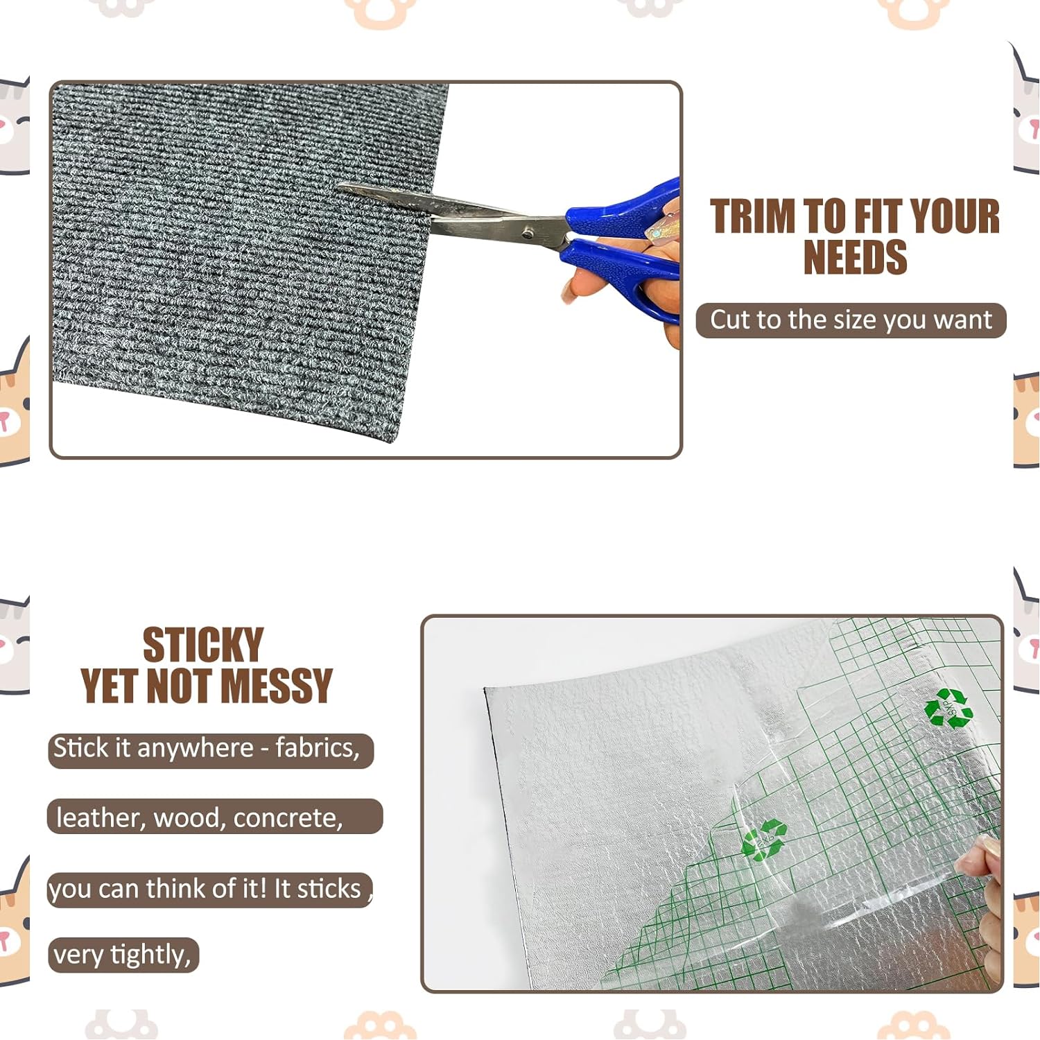 Cat Scratch Mats 23.6”x11.8”, Trimmable Cat Scratching Post