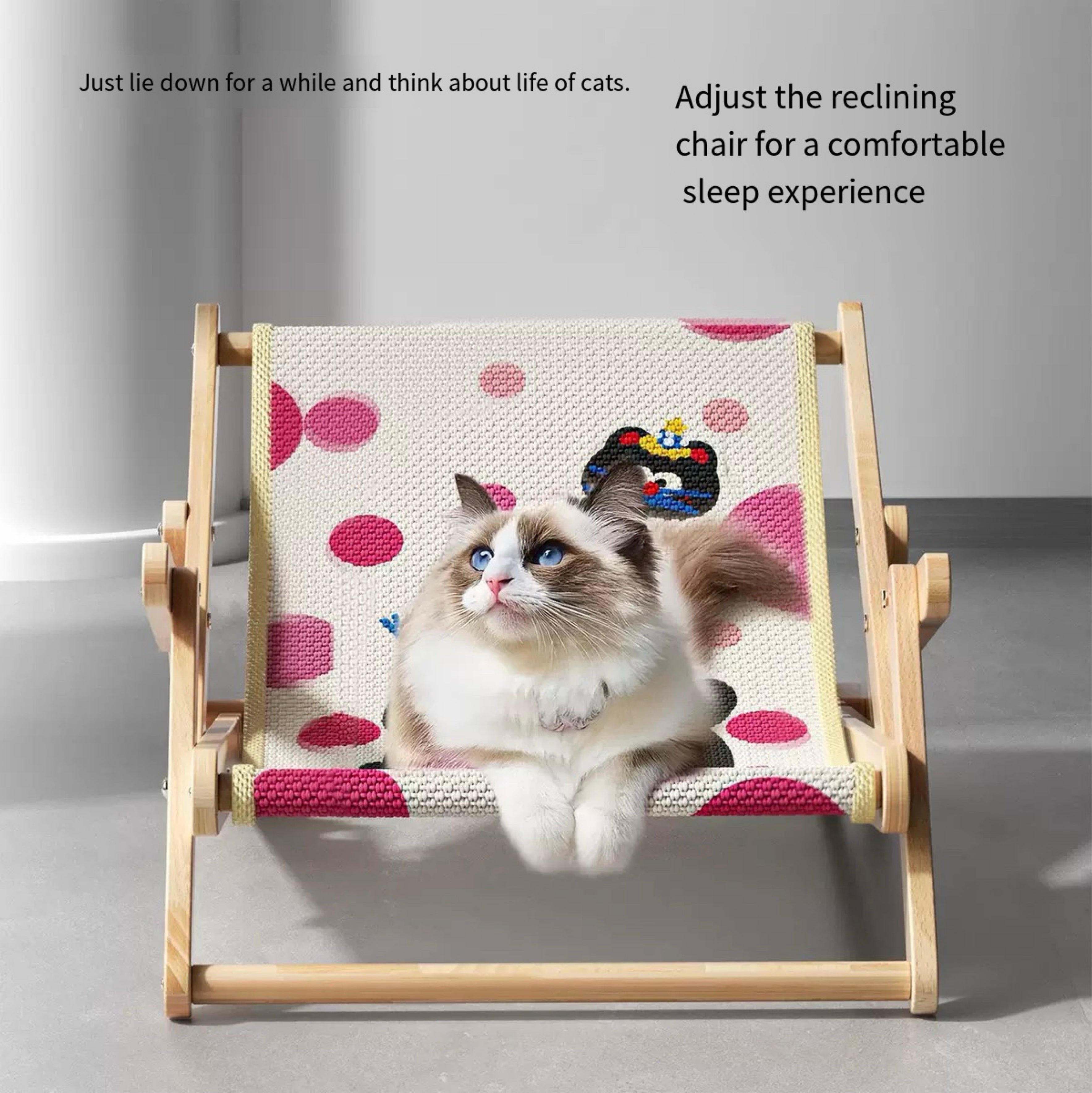 Adjustable Natural Wooden Sisal Cat Chair