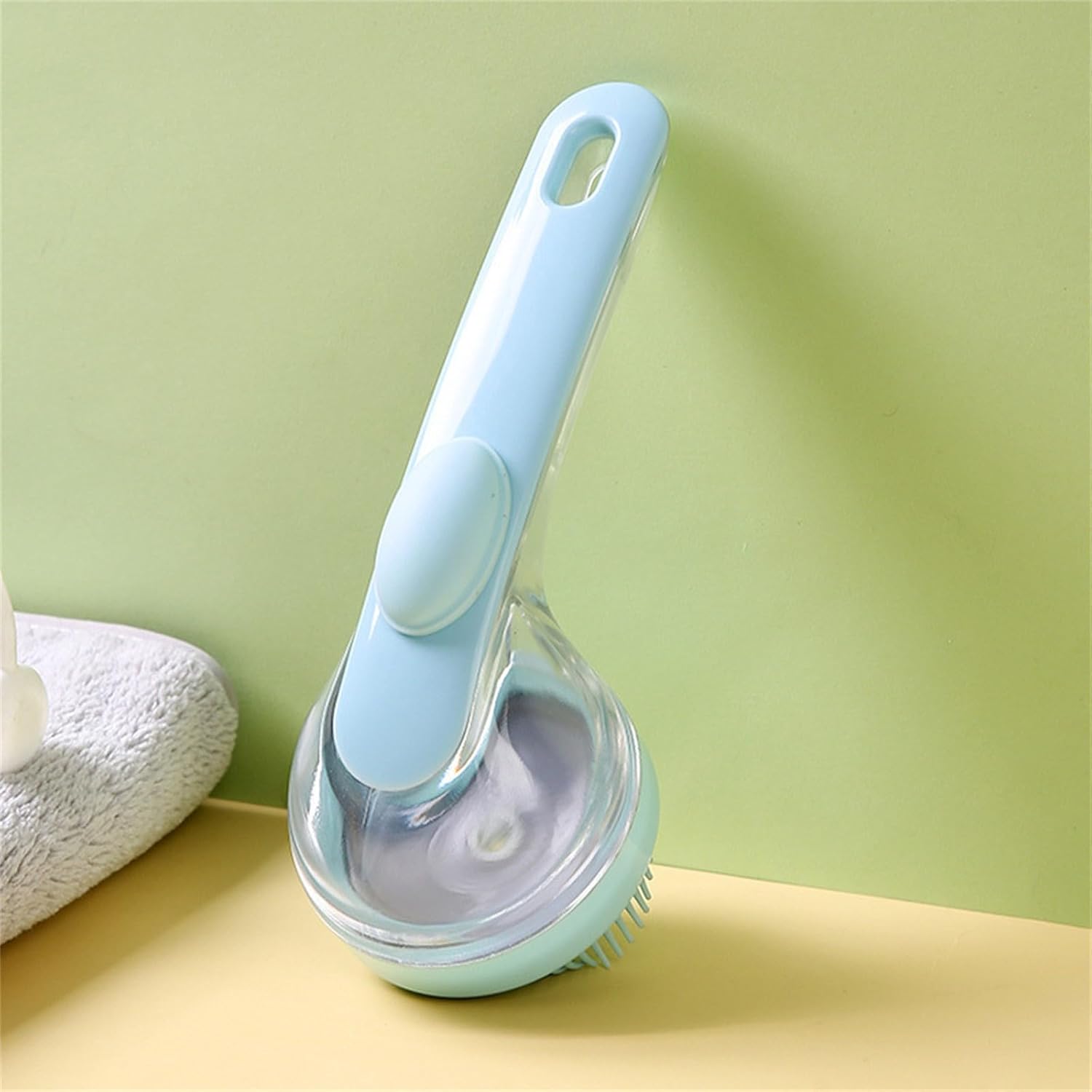Pet Body Brush Back Scrubber  Long Handle Liquid Shower