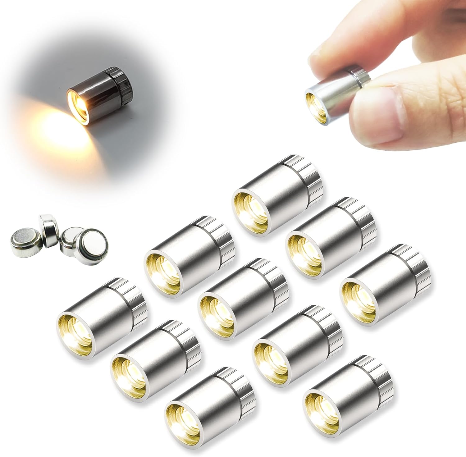 10 pcs Miniature Led Lights for Hand Craft/DIY, Dollhouse Light, Battery Powered - 10 Pack (Red)