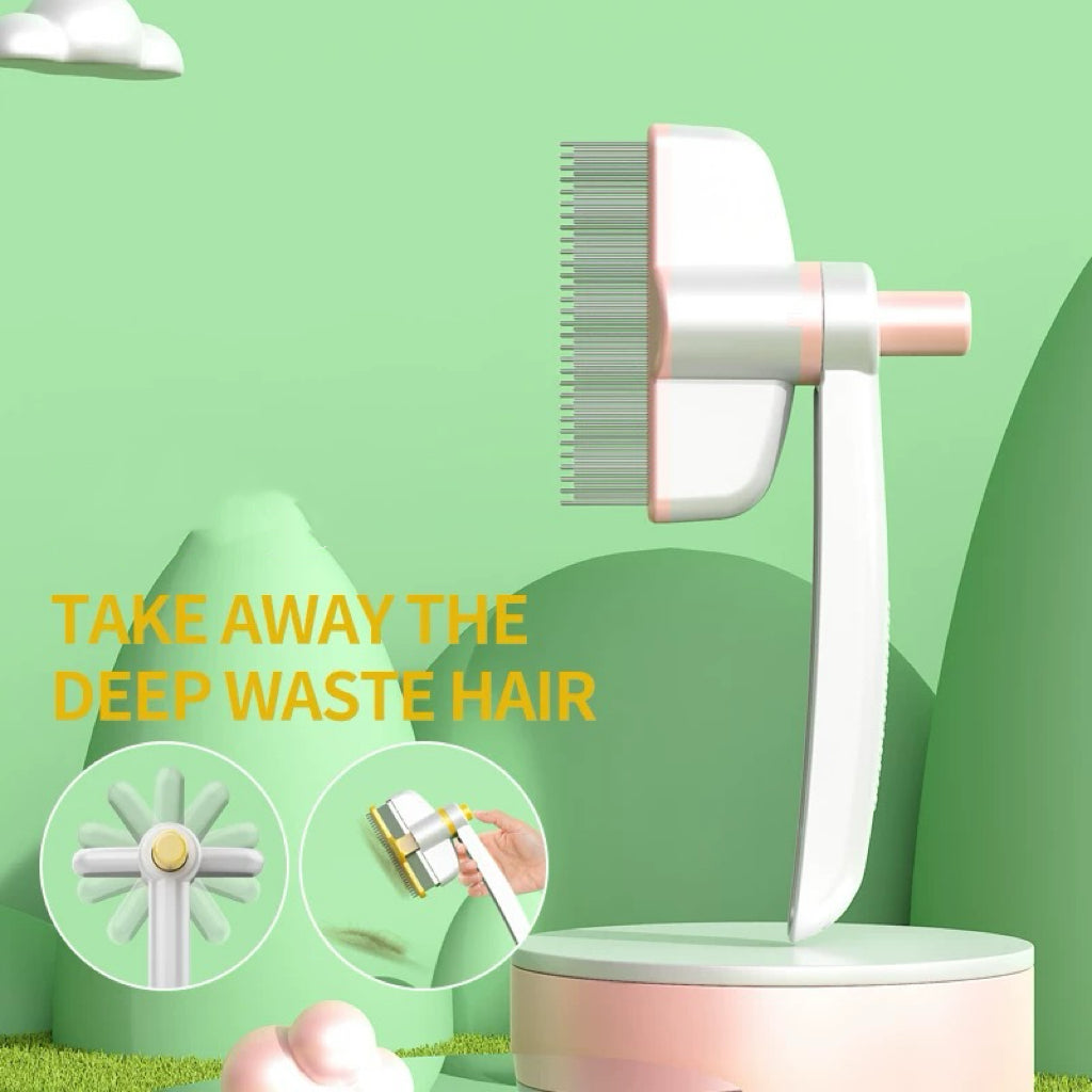 Pet Grooming Comb, Cat Brush with Self Cleaning Slicke