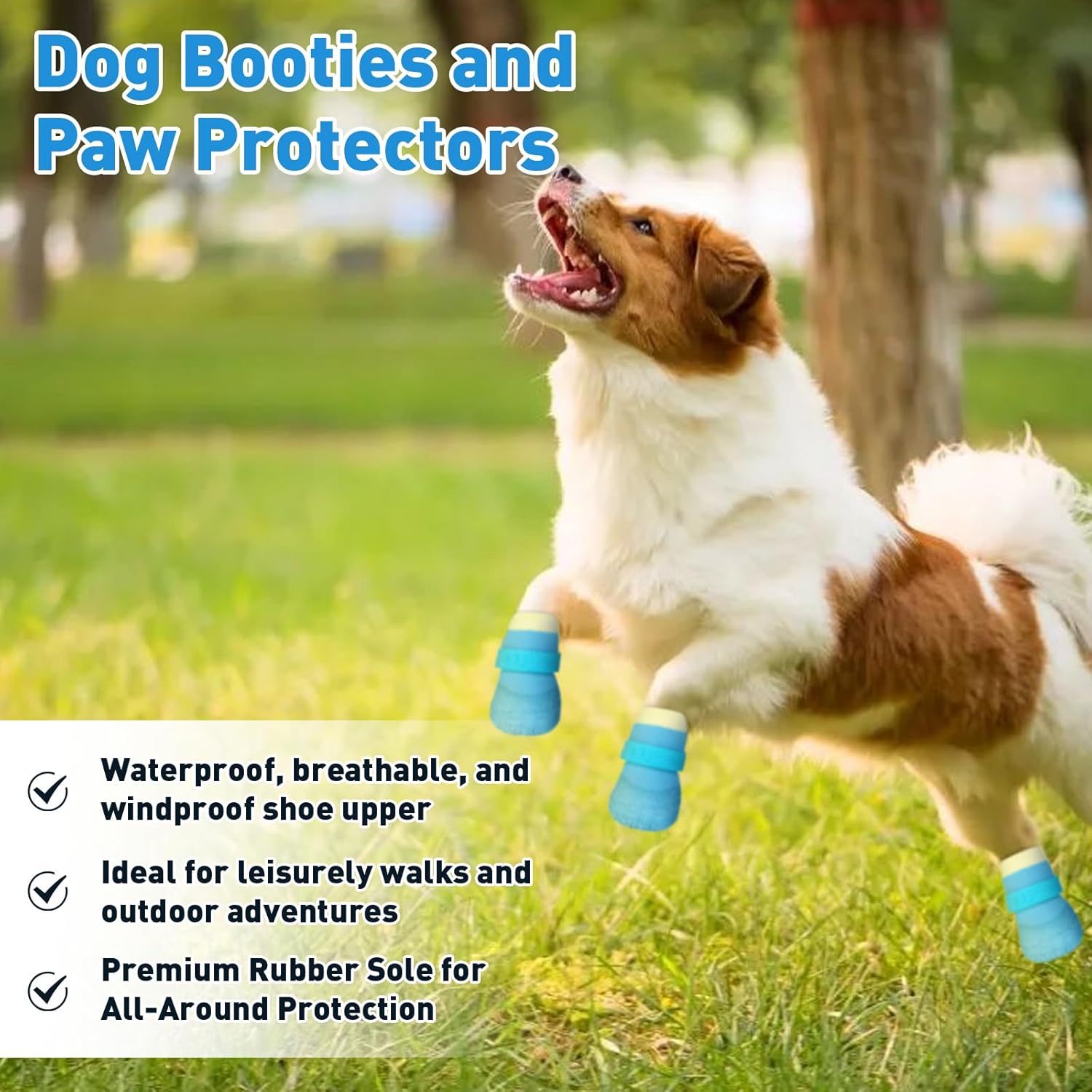 4Pcs Dog Booties and Paw Protectors, Anti-Slip Waterproof Dog Sock