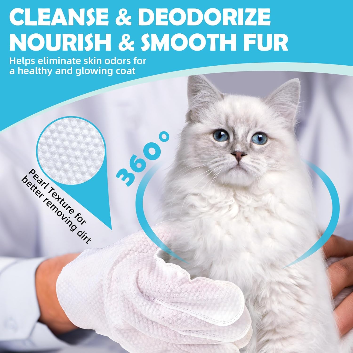 Pet Cleaning Glove Wipes for Dogs & Cats 6PCS