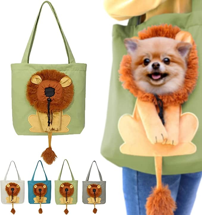 Pawovy Lion-Shaped Pet Shoulder Bag | Breathable Canvas & Adorable Design