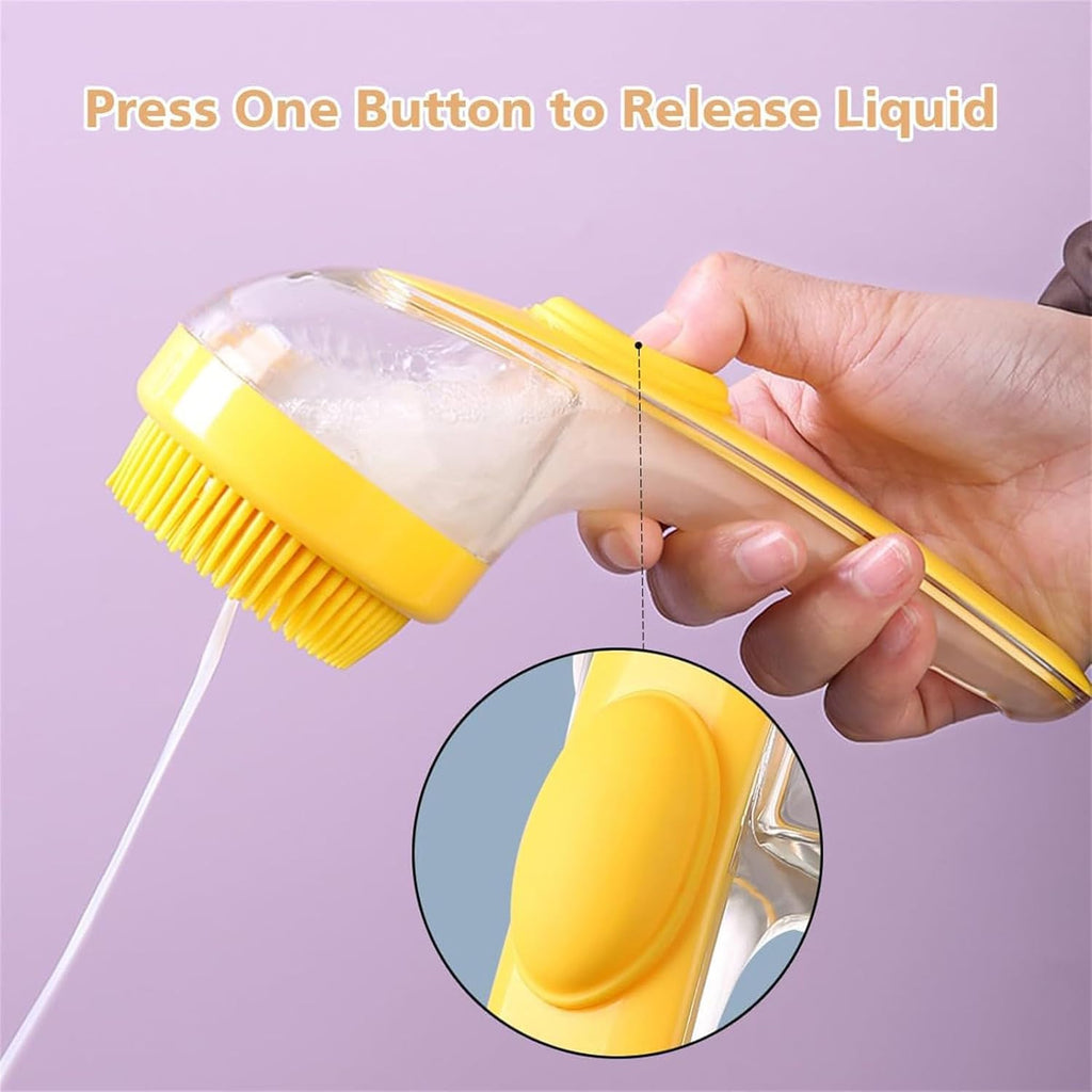Pet Body Brush Back Scrubber  Long Handle Liquid Shower
