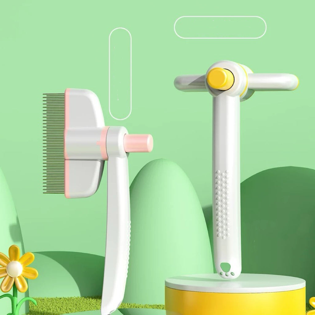 Pet Grooming Comb, Cat Brush with Self Cleaning Slicke