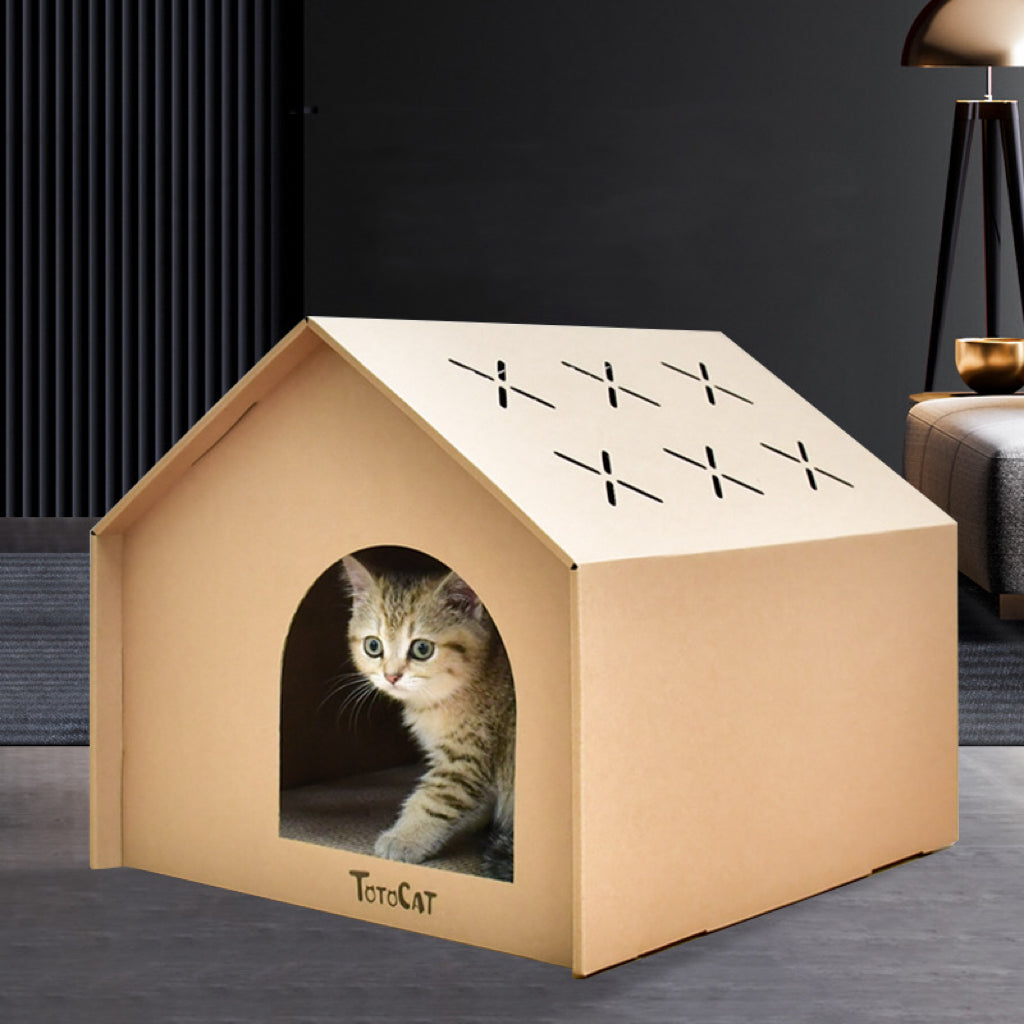 Cat Cardboard House with Scratch Pad
