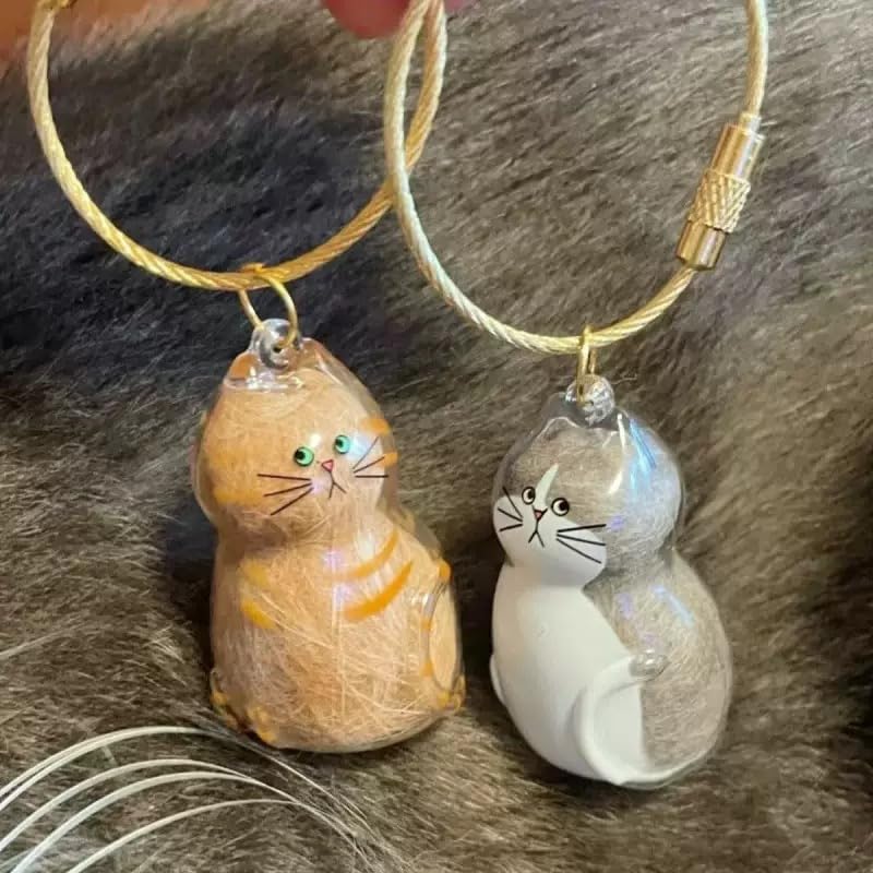 Custom Cat Hair Keychain – Personalized Pet Fur Keepsake Memorial Gift