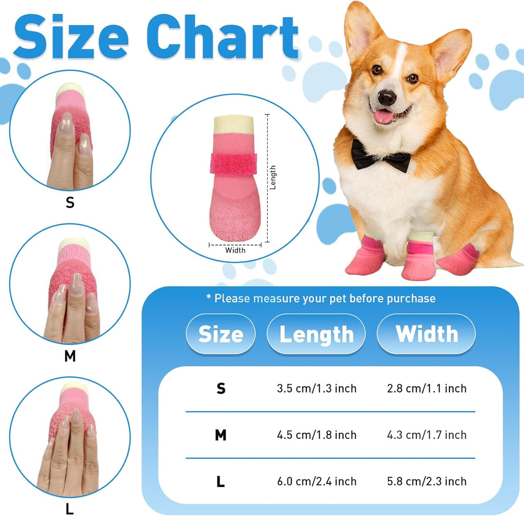 4Pcs Dog Booties and Paw Protectors, Anti-Slip Waterproof Dog Sock