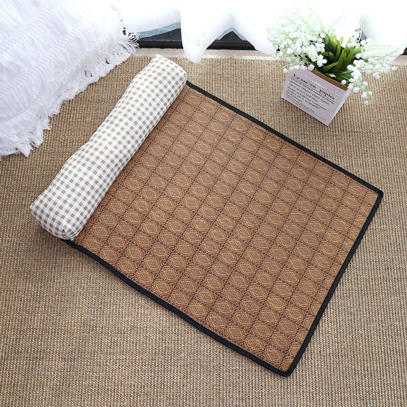 Pet Cooling Mat Dog Self Cooling Mat Pet Non-Slip Blanket Rattan Weaving Mat