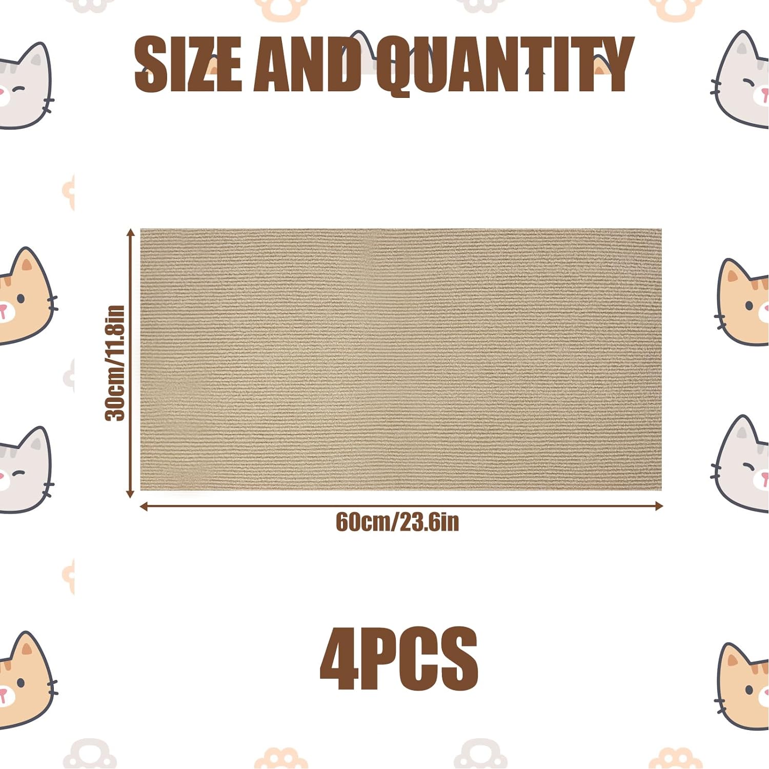 Cat Scratch Mats 23.6”x11.8”, Trimmable Cat Scratching Post