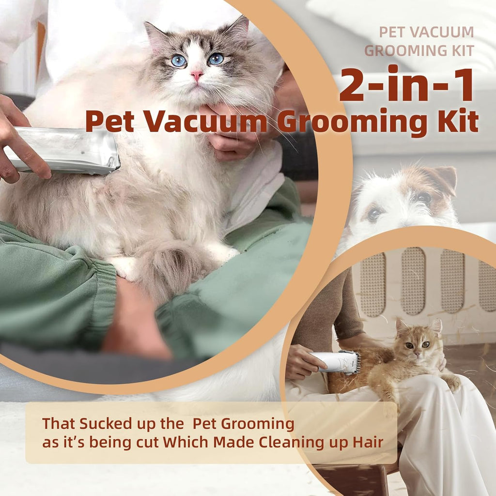 Rechargeable Electric Hair Trimmer with Vacuum Cordless For Pet
