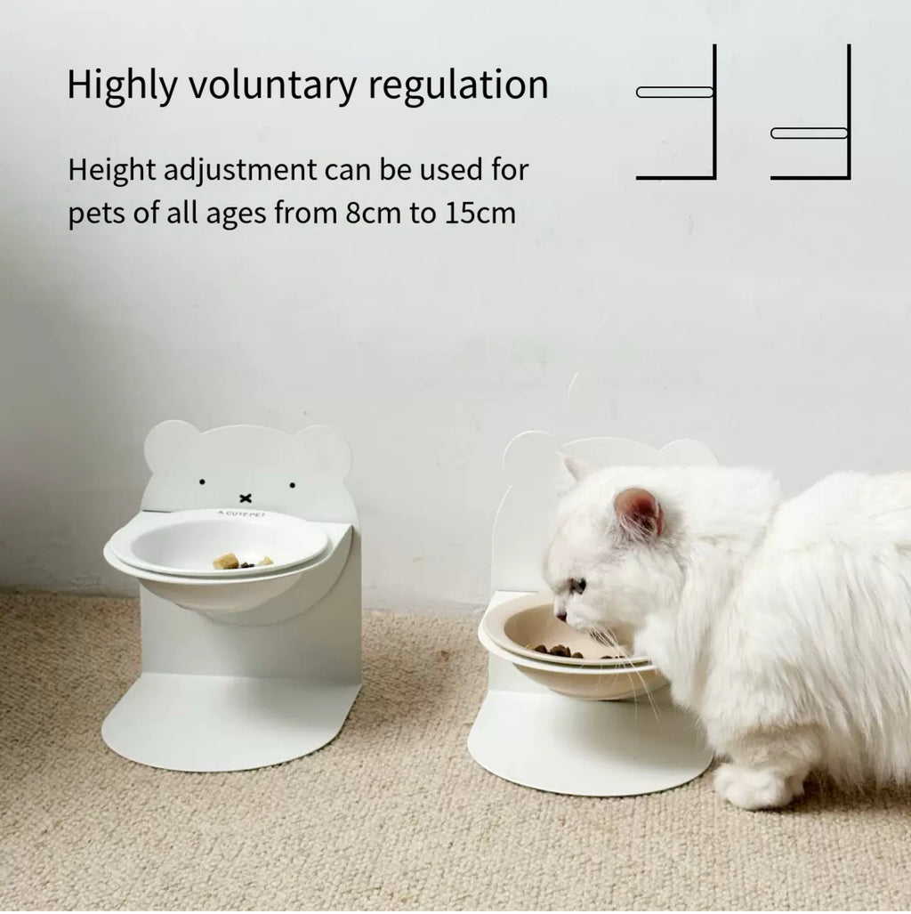 Adjustable ceramic bowl for cat