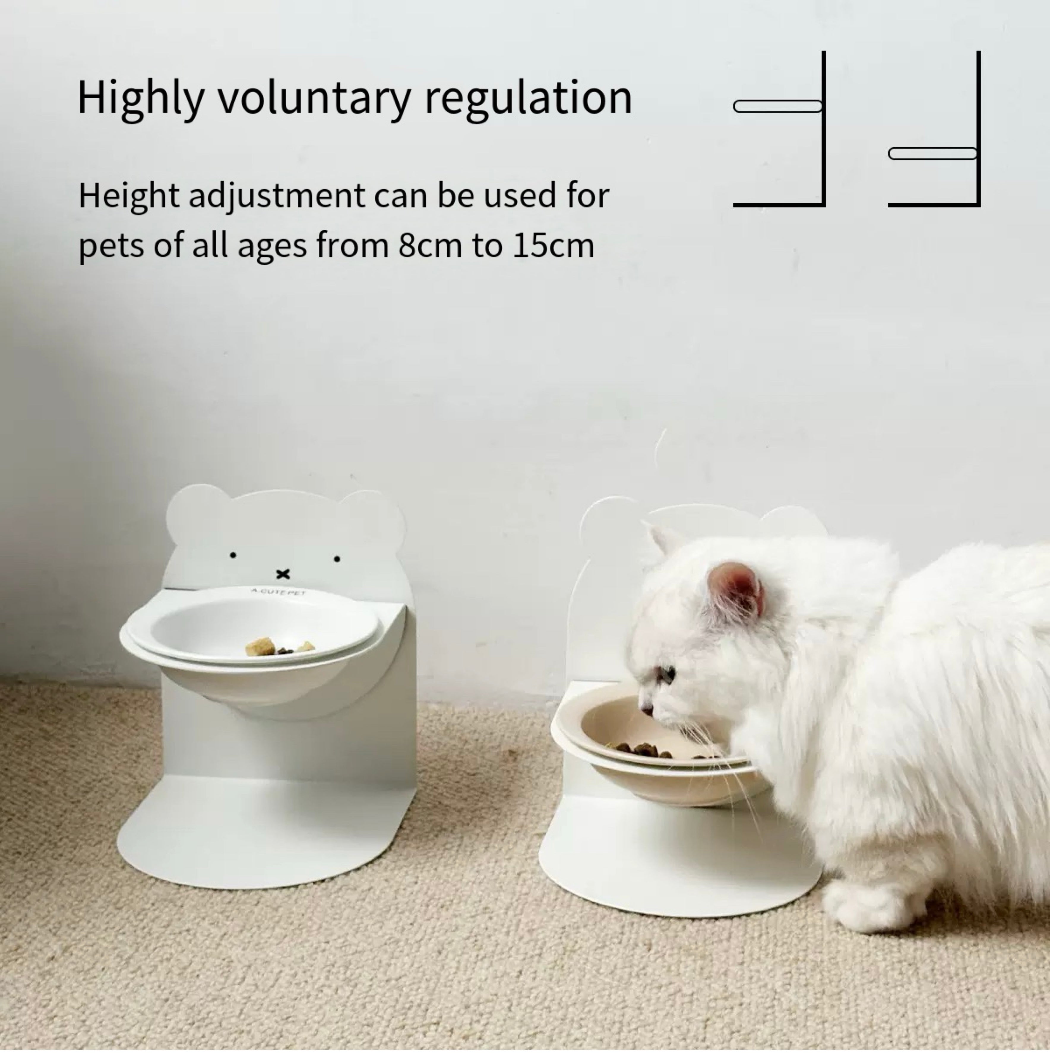 Adjustable ceramic bowl for cat