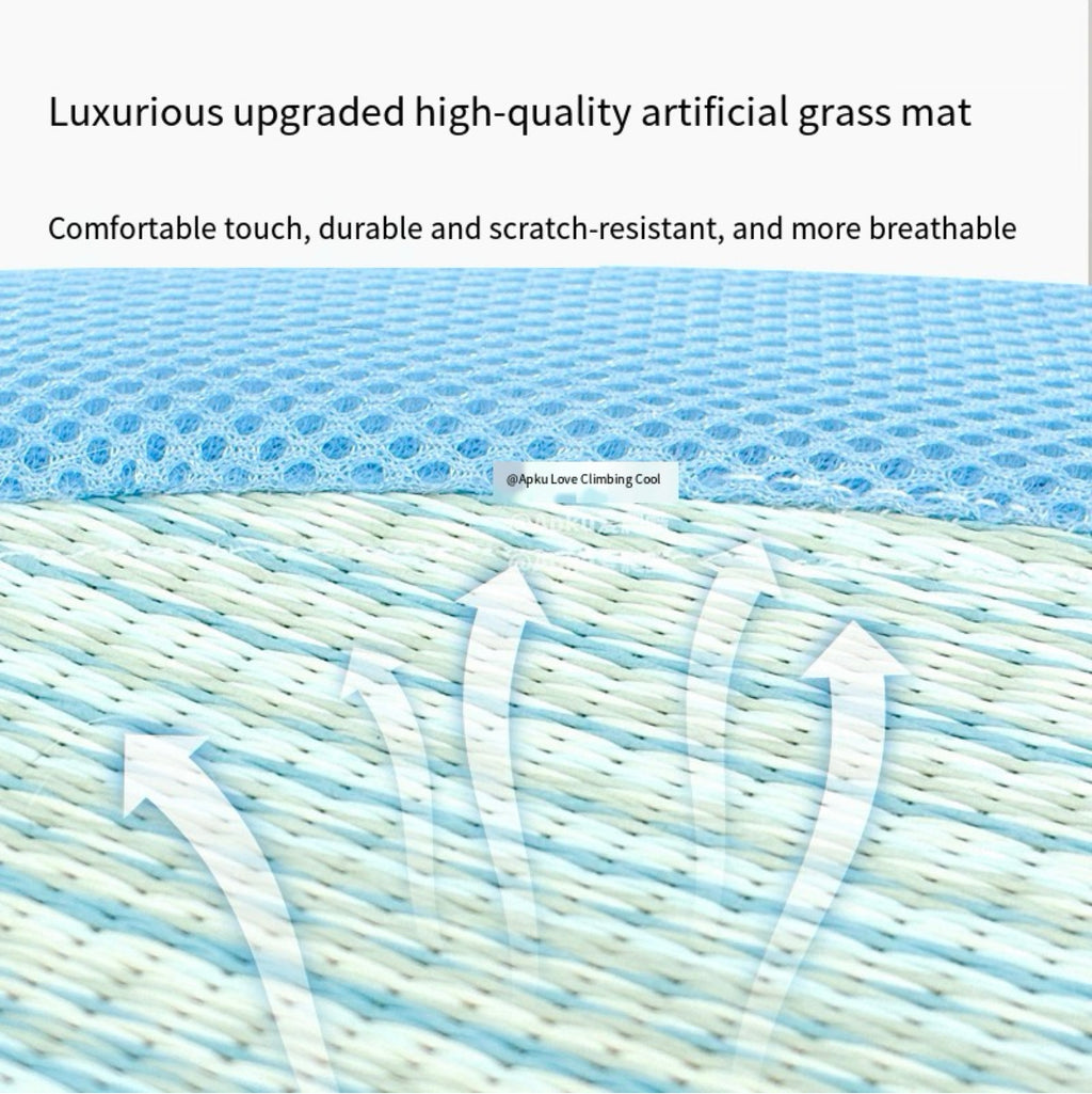 Double - layer Solid Wood Cat Hammock Bed with Rush Mat