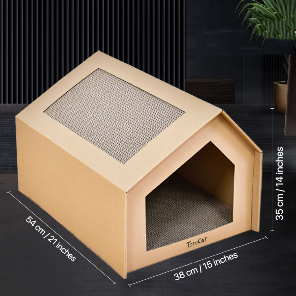 Cat Cardboard House with Scratch Pad