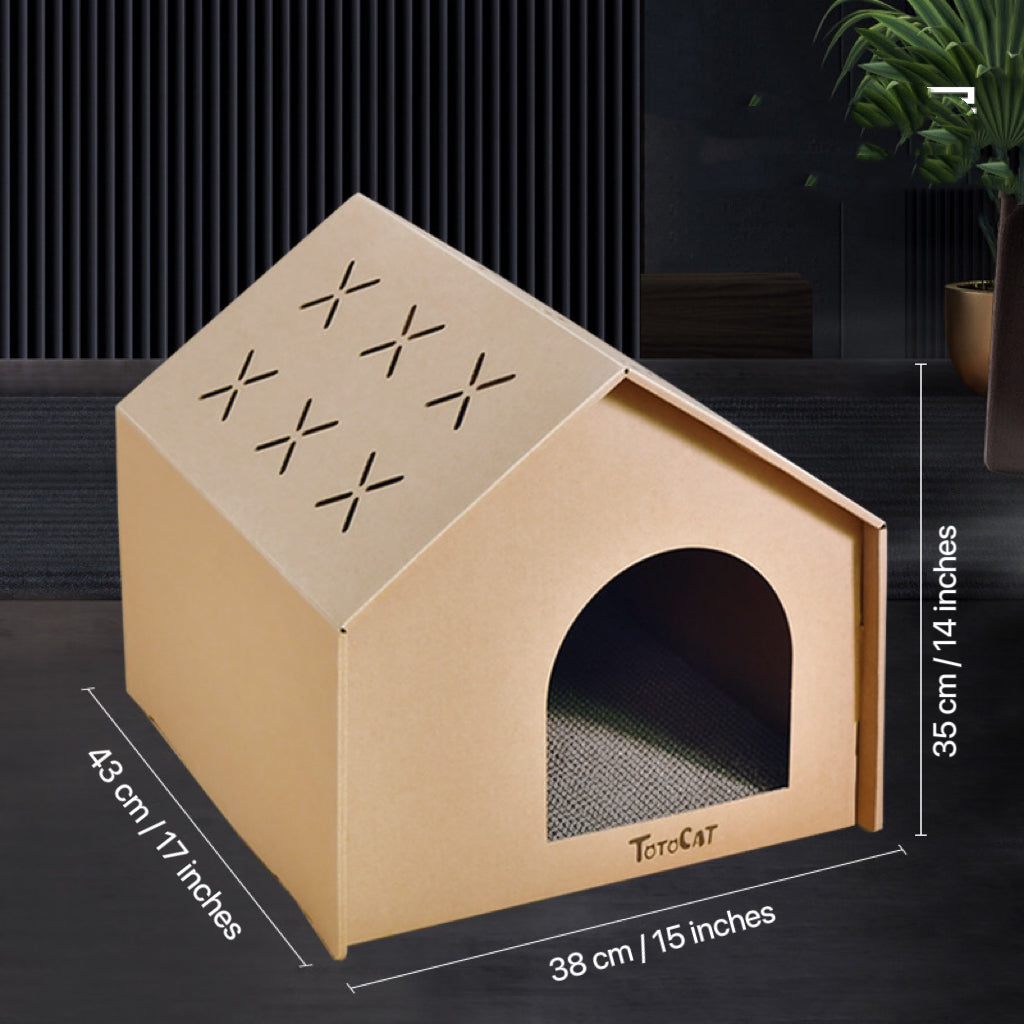 Cat Cardboard House with Scratch Pad
