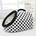 Cat Bed for Indoor Cats, Cozy Checkered Cat Cave Bed
