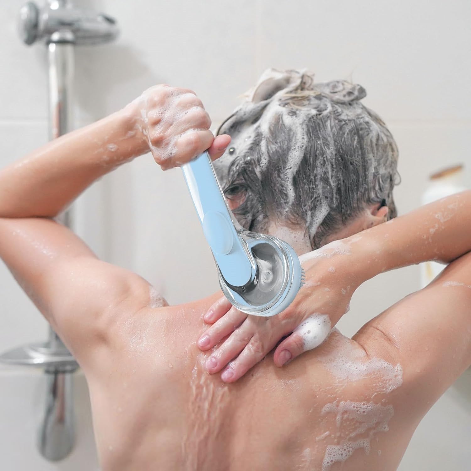 Pet Body Brush Back Scrubber  Long Handle Liquid Shower