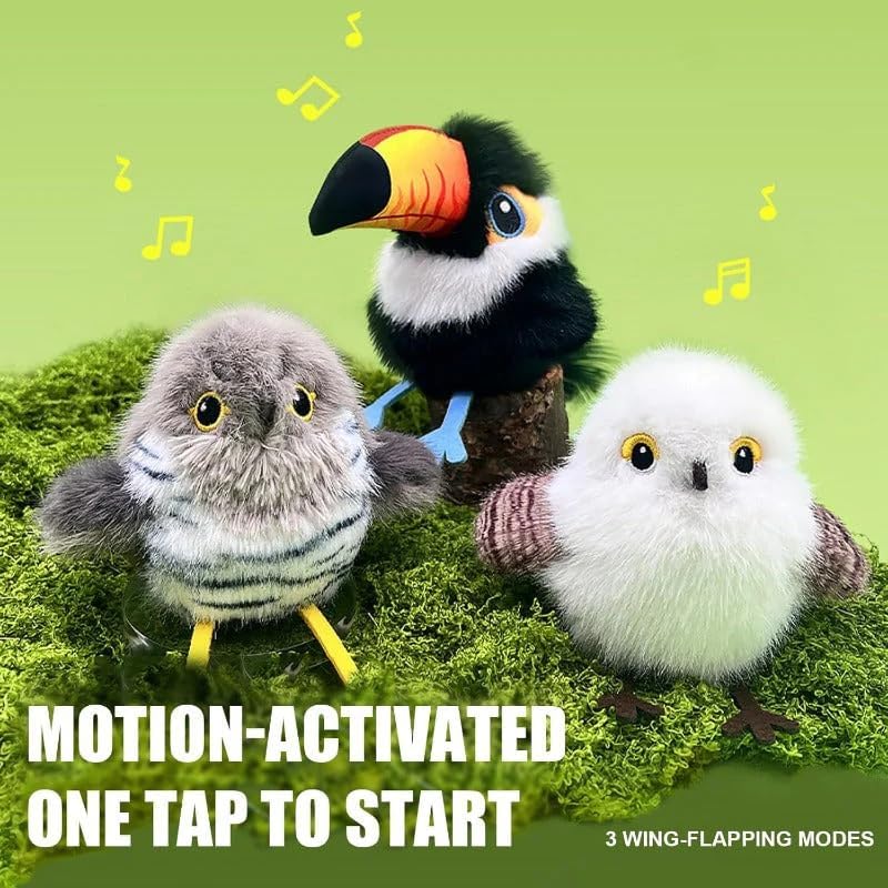 Rechargeable Flapping Bird Cat Toy – USB & Motion‐Activated Chirping Sparrow