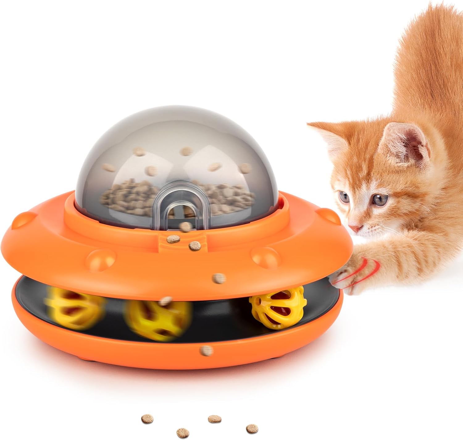 Interactive Cat Slow Feeder, 2-in-1 Intelligent Sensing Cat Automatic Food Dispenser
