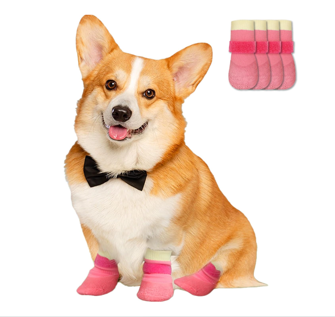 4Pcs Dog Booties and Paw Protectors, Anti-Slip Waterproof Dog Sock