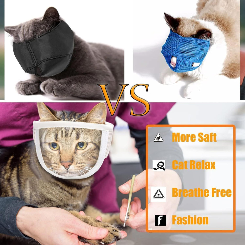 Cat Muzzle for Grooming, Transparent Cat Mouth Muzzle for Nail Trimming