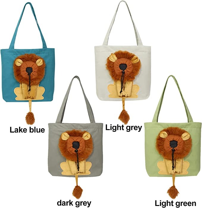 Pawovy Lion-Shaped Pet Shoulder Bag | Breathable Canvas & Adorable Design