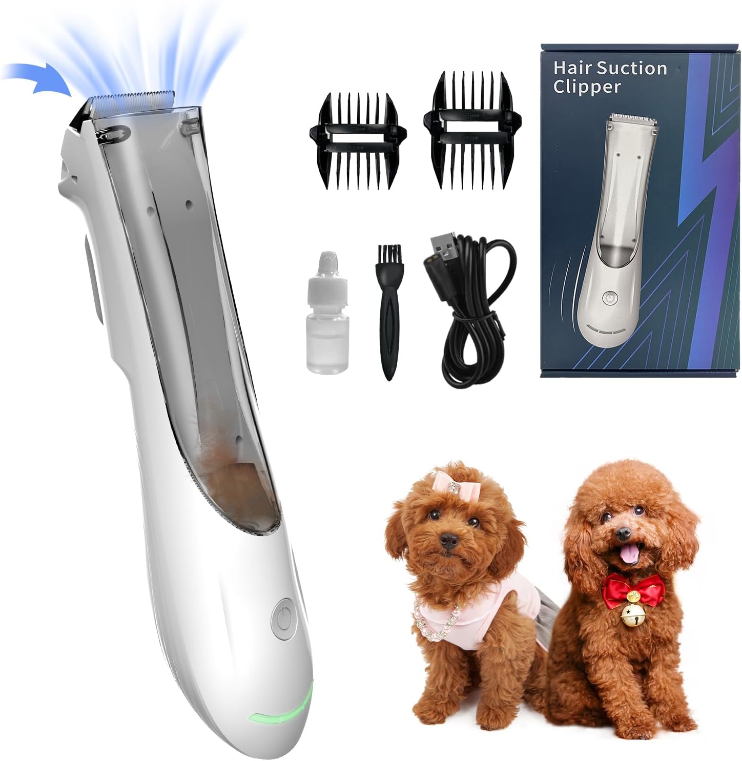 Rechargeable Electric Hair Trimmer with Vacuum Cordless For Pet