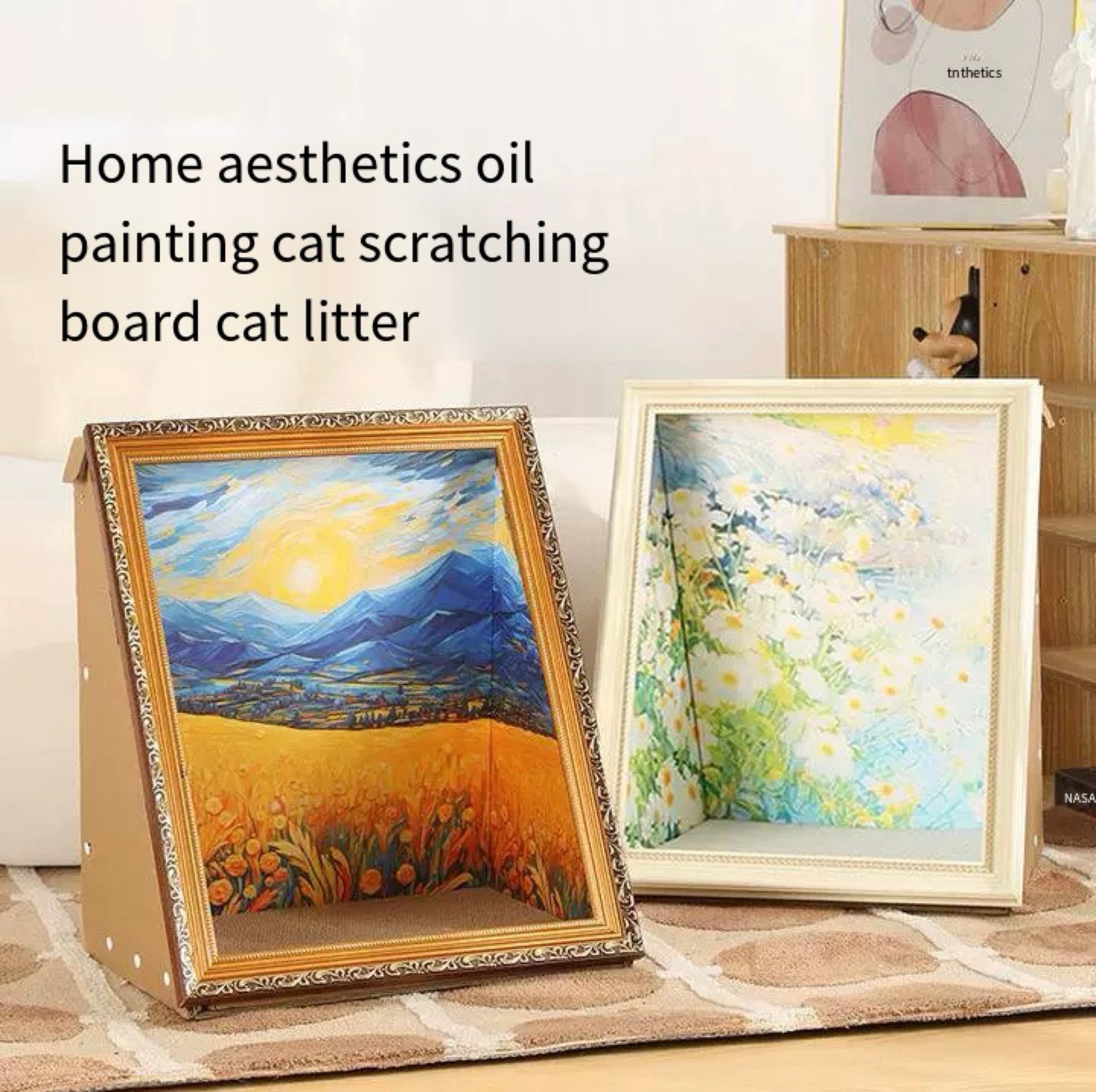 Oil painting cat scratching board