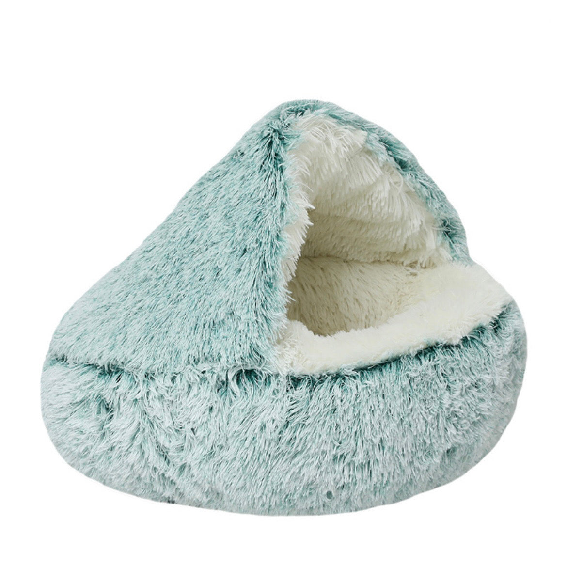 Calming Round Dog Beds &Cat Cave Bed with Hooded Cover