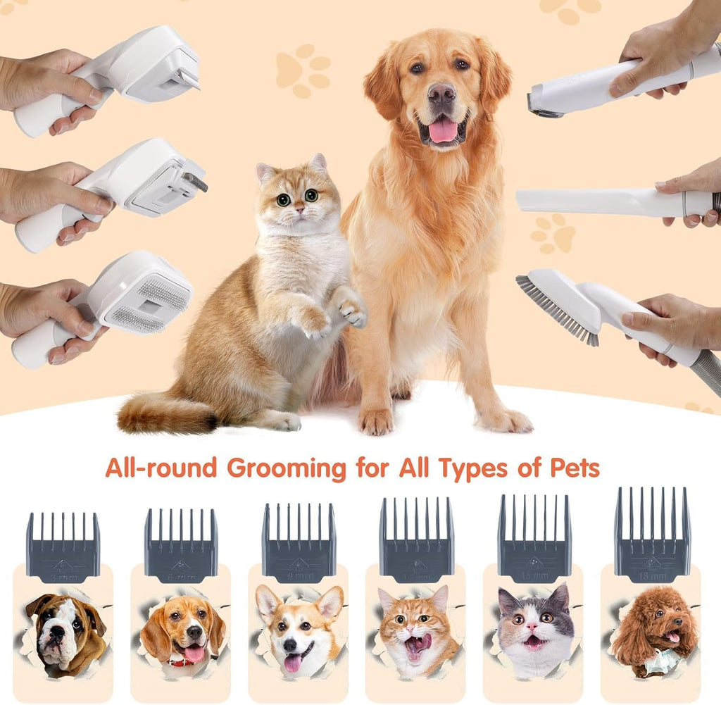 Pet Hair Vacuum & Grooming Kit, 2L Large Capacity for Shedding Grooming Hair