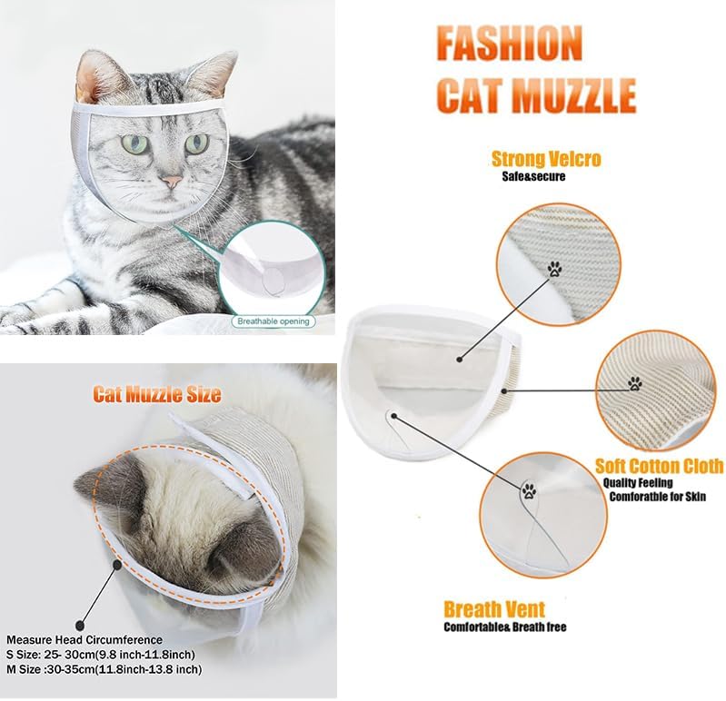 Cat Muzzle for Grooming, Transparent Cat Mouth Muzzle for Nail Trimming