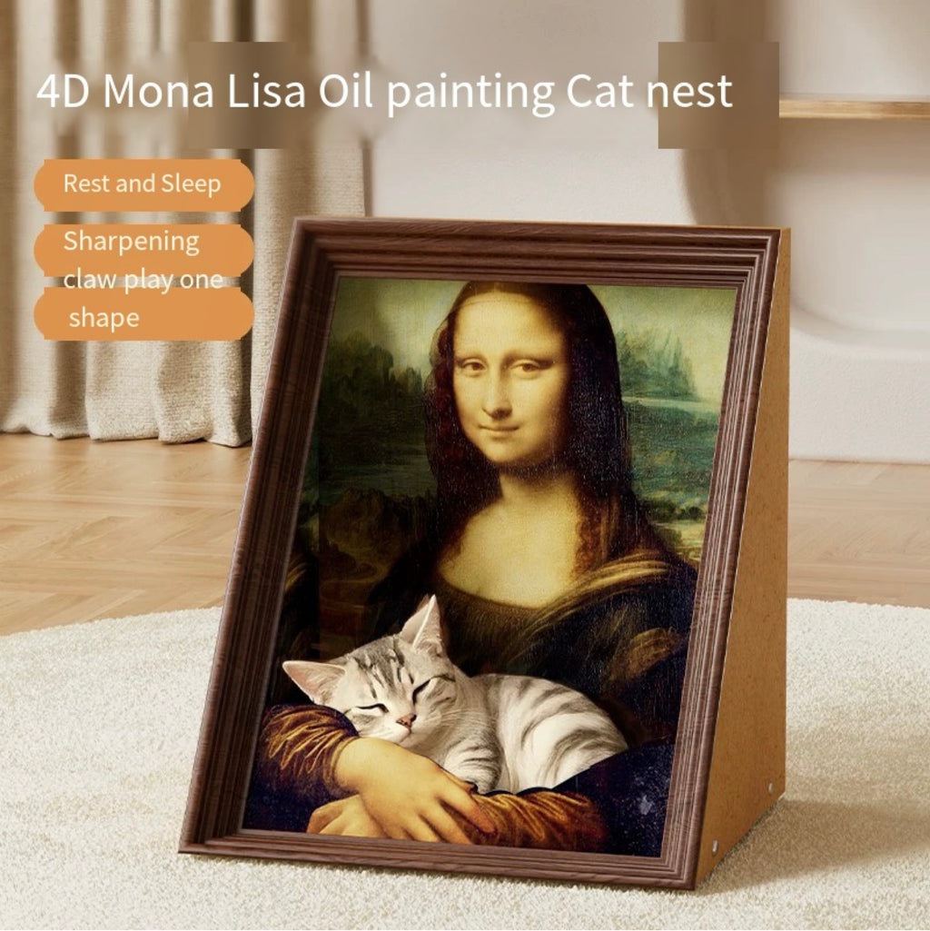 Oil painting cat scratching board