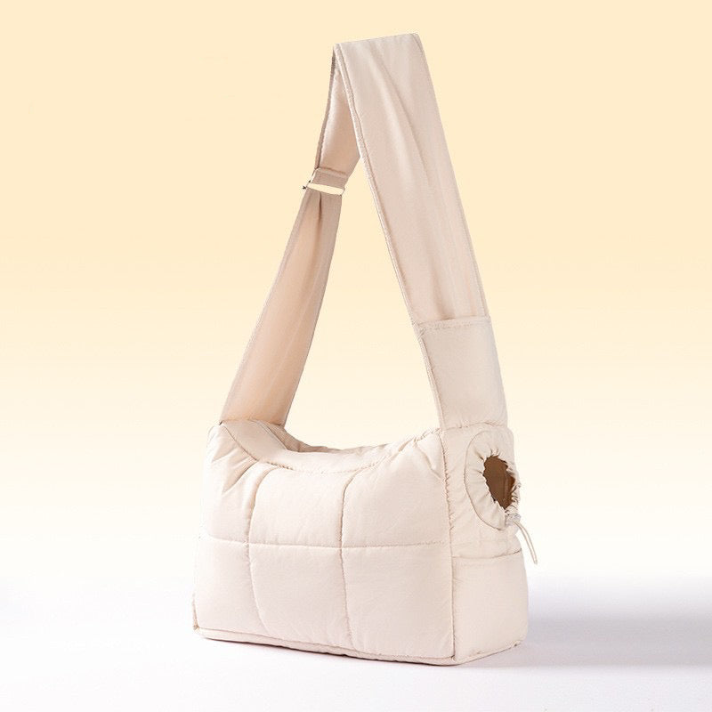 Warm Pet Shoulder Carrier Bag for Cats & Puppies - Hands Free Reversible Pet Papoose Bag