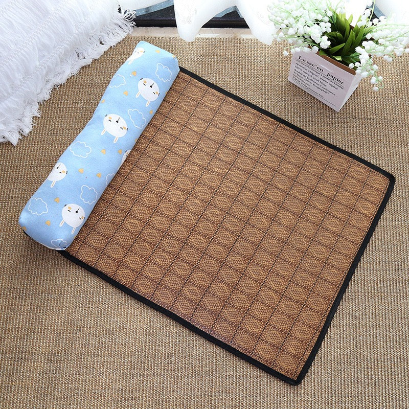 Pet Cooling Mat Dog Self Cooling Mat Pet Non-Slip Blanket Rattan Weaving Mat