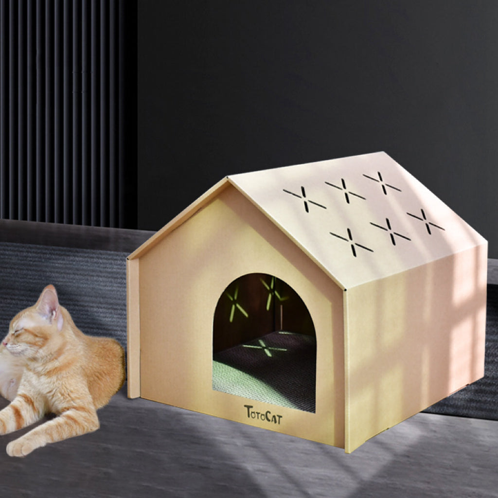 Cat Cardboard House with Scratch Pad