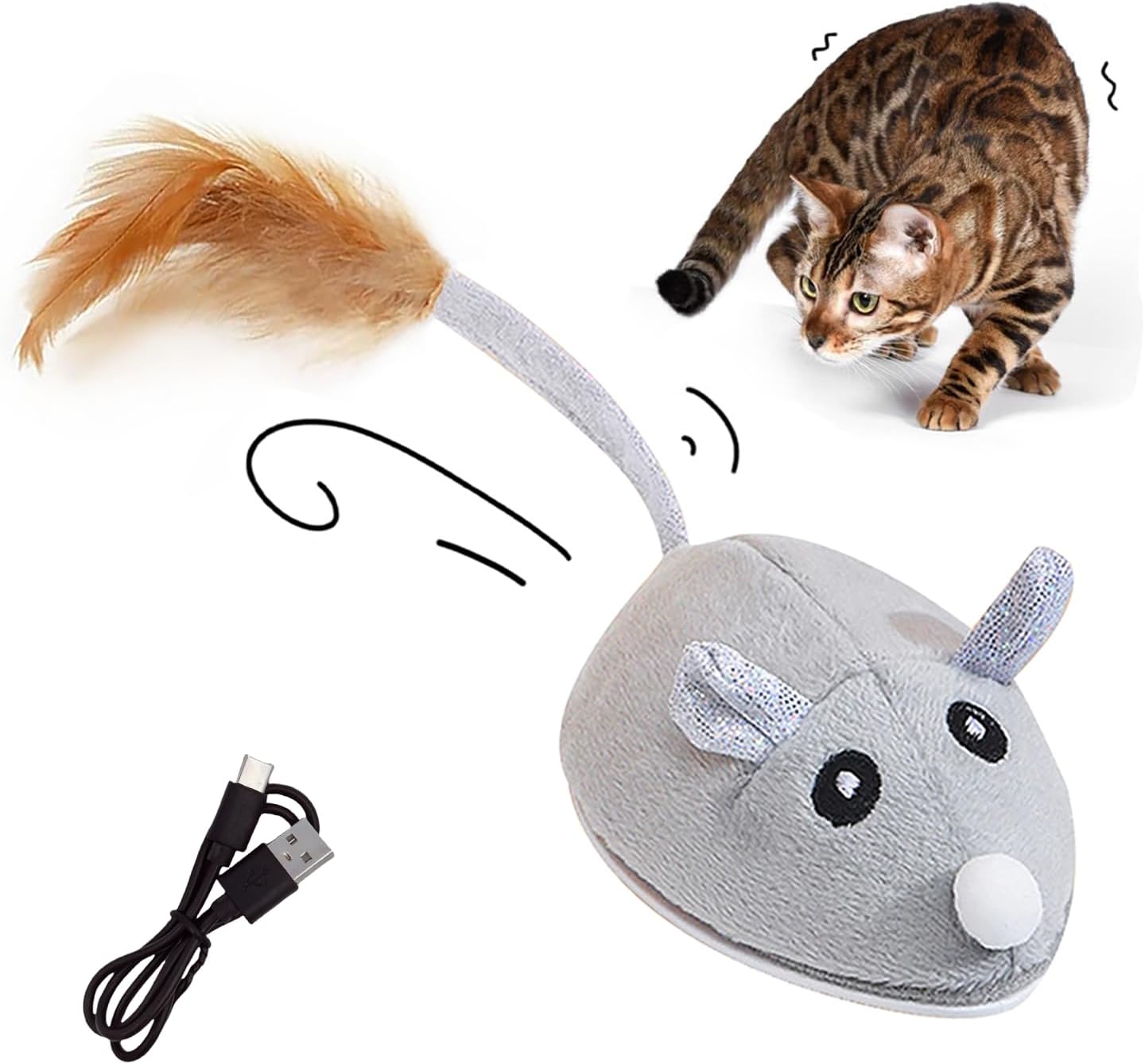 Rechargeable Flapping Bird Cat Toy – USB & Motion‐Activated Chirping Sparrow