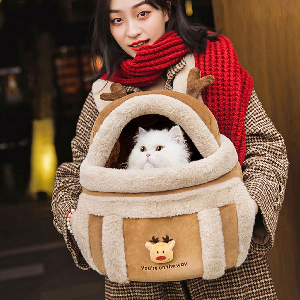 Dog Carrier Cage Winter Warm Cat Travel Bag Portable Carrier Backpack