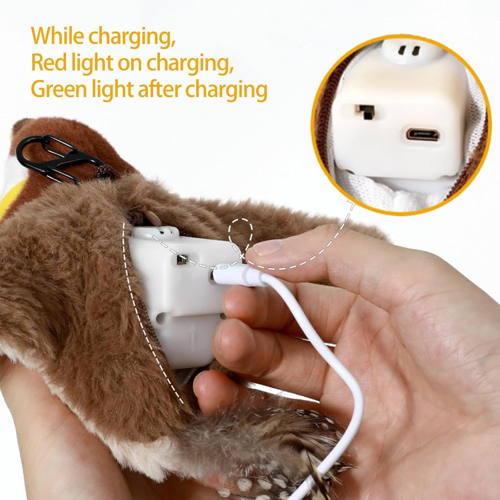 Rechargeable Flapping Bird Cat Toy – USB & Motion‐Activated Chirping Sparrow
